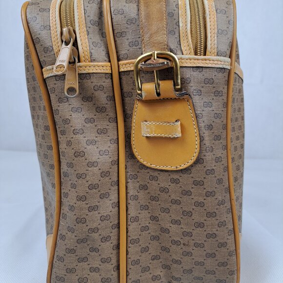 GUCCI Vintage GG Monogram Canvas Coated Weekender Travel Brown Crossbody BAG - Picture 6 of 13